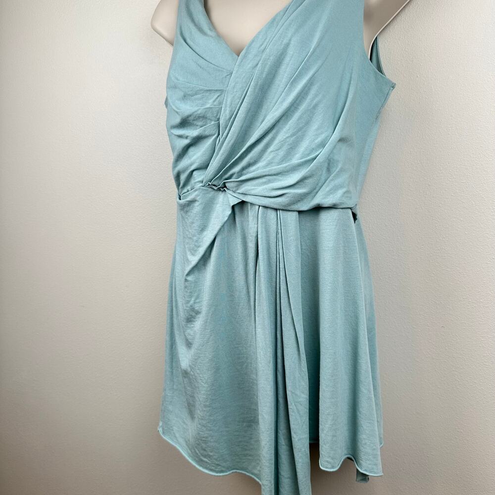 Peruvian Connection Tunic Top Blouse Knit Faux Wrap Sleeveless Cotton S Green - Picture 3 of 10
